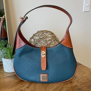 NEW Dooney & Bourke Crescent Hobo in Teal/Brown Retail $268